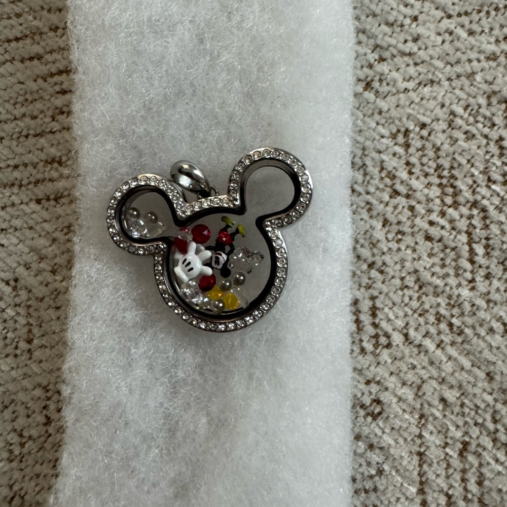 Origami Owl Mickey Mouse Silver Pendant with Charms - Picture 3 of 4